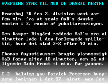 DR tekst-tv side 217 rapporterer fra Brønshøjs pokalkamp mod AaB 26. september 2008