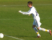 Målmand Rasmus Marquart vogtede Brønshøjs mål i kampen mod Slagelse 3. november 2007 (foto: T. Brygger)