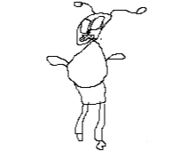 Hvepsen Vernet, tegnet af Kirstine på 5 år