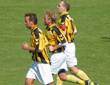 Barfoed, Meisler og Steffensen efter sidstnævntes straffesparksscoring (foto: T. Brygger)